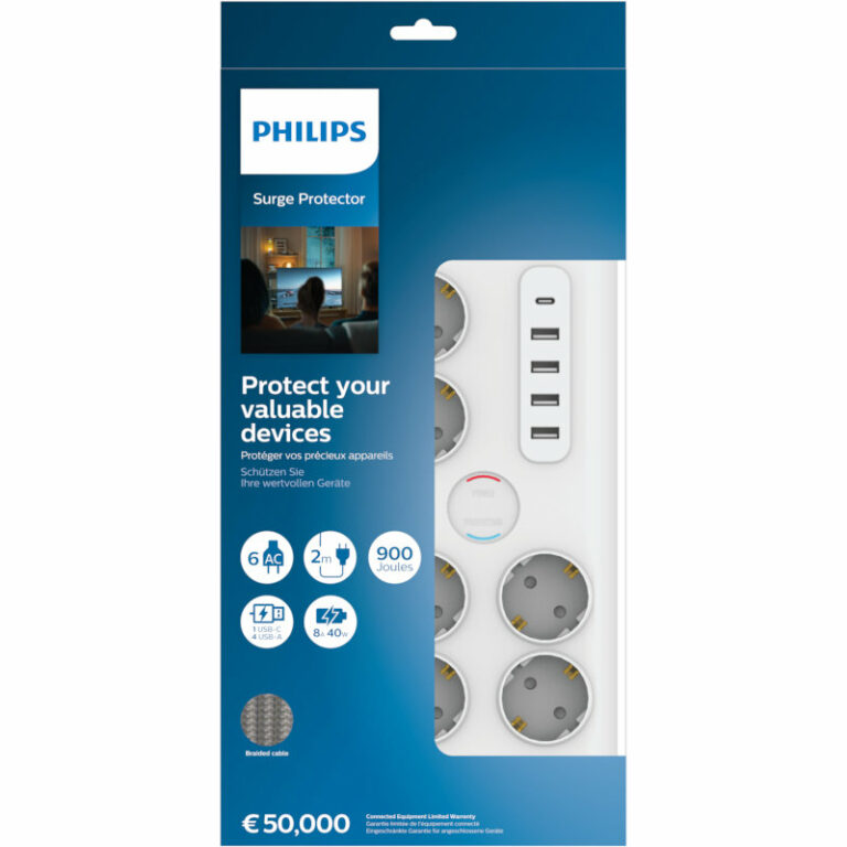 Philips SPN7060WA/GRS Αντάπτορας Ασφαλείας 6 Θέσεων με USB